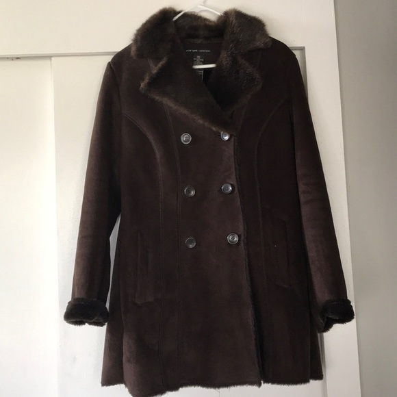 New York & Company Jackets & Blazers - Super Cozy Faux Fur Brown Coat Jacket